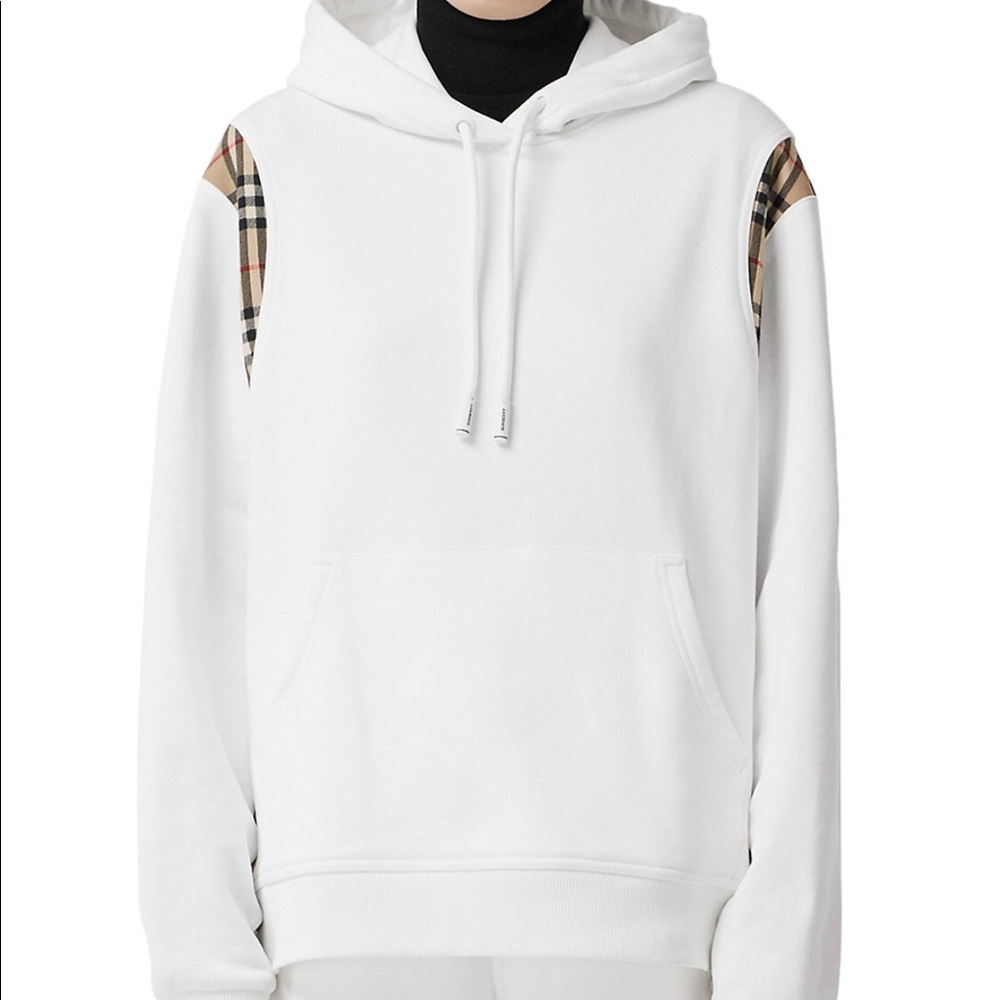 Burberry Fairhall Check Trim Cotton Hoodie